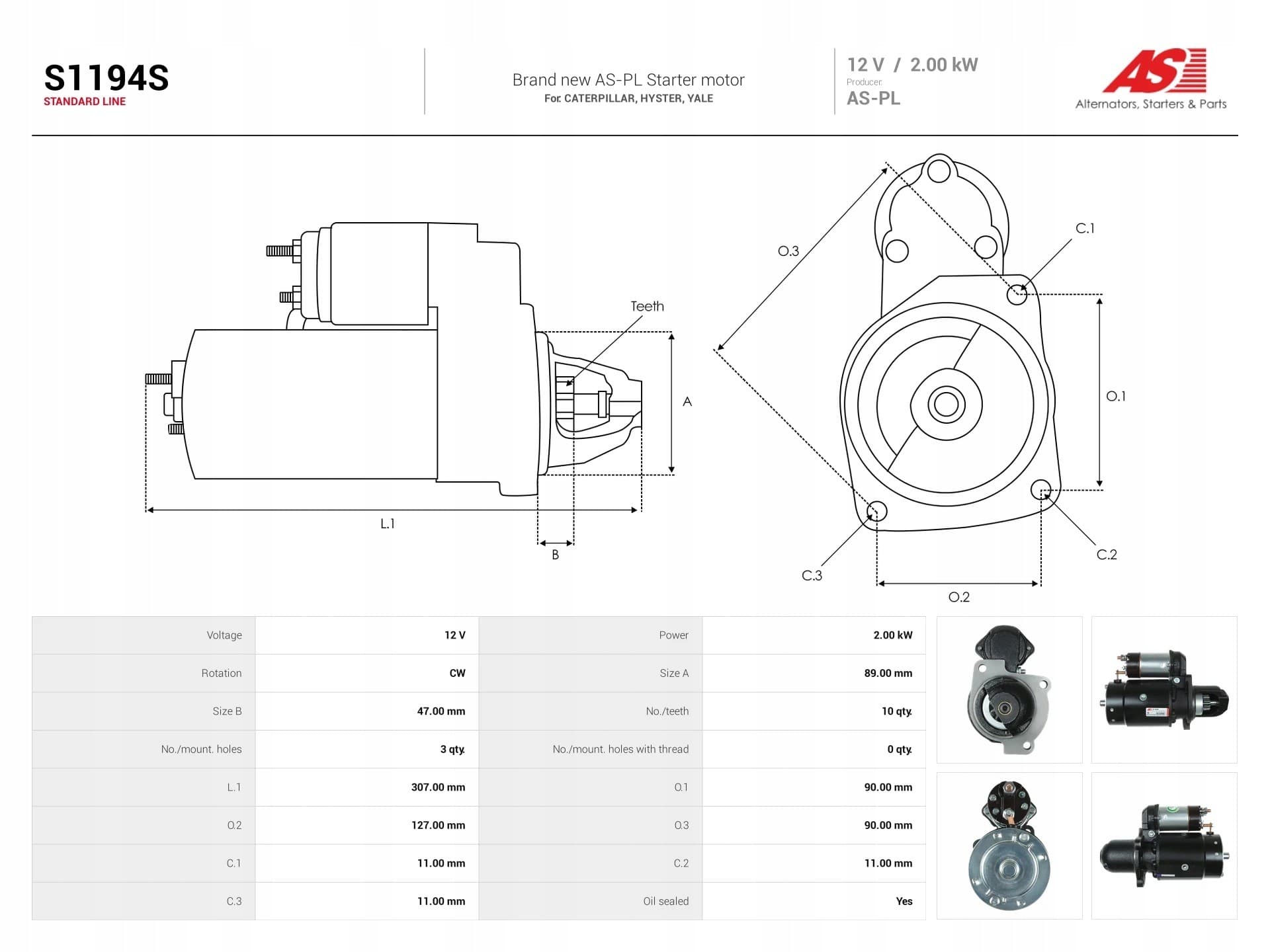 Motor de arranque As-Pl S1194S nuevo 5