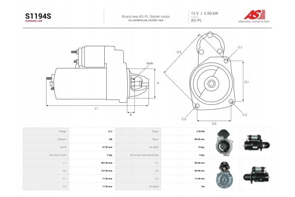 Motor de arranque As-Pl S1194S usado 5