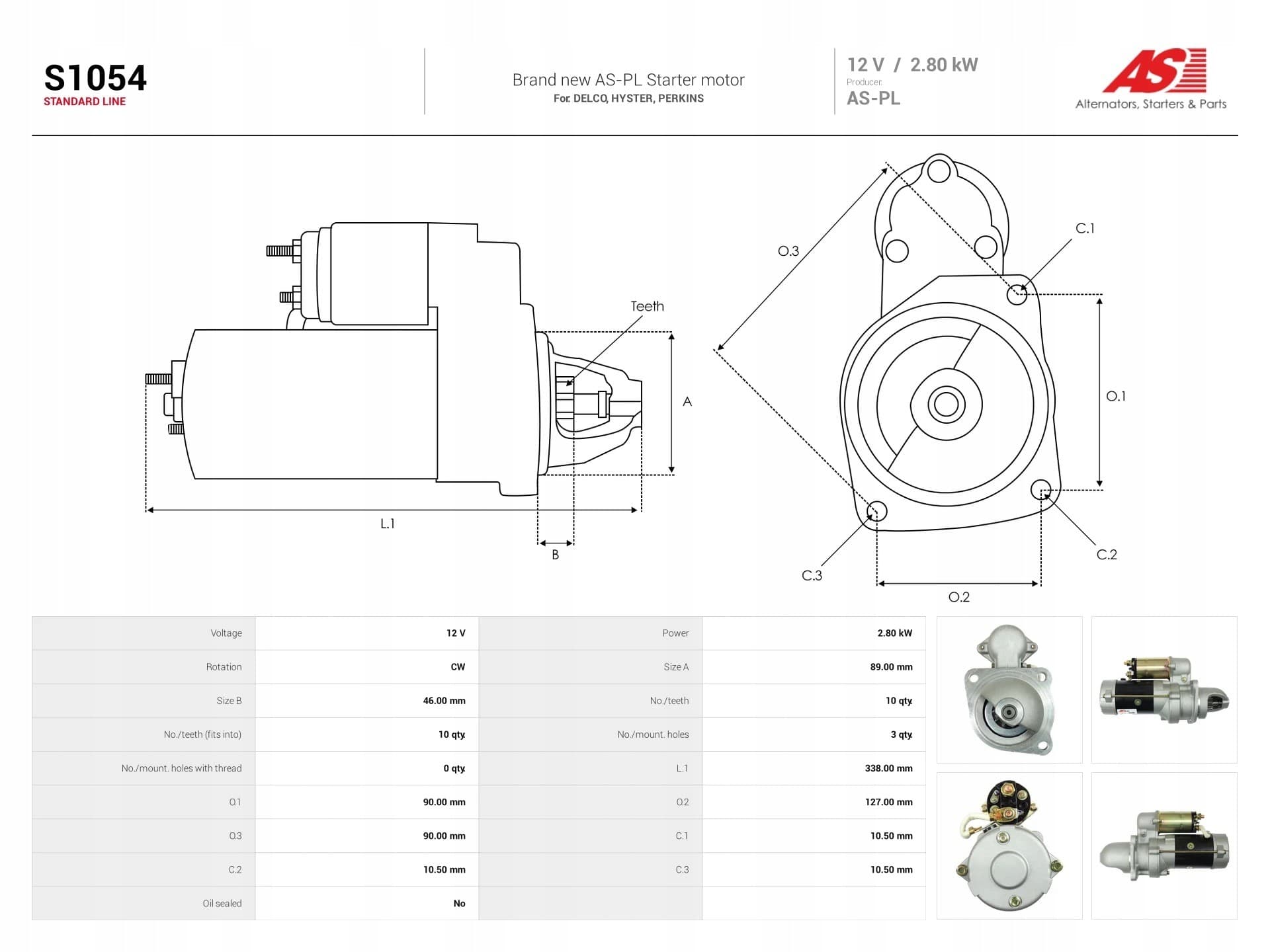 Motor de arranque As-Pl S1054 nuevo 5