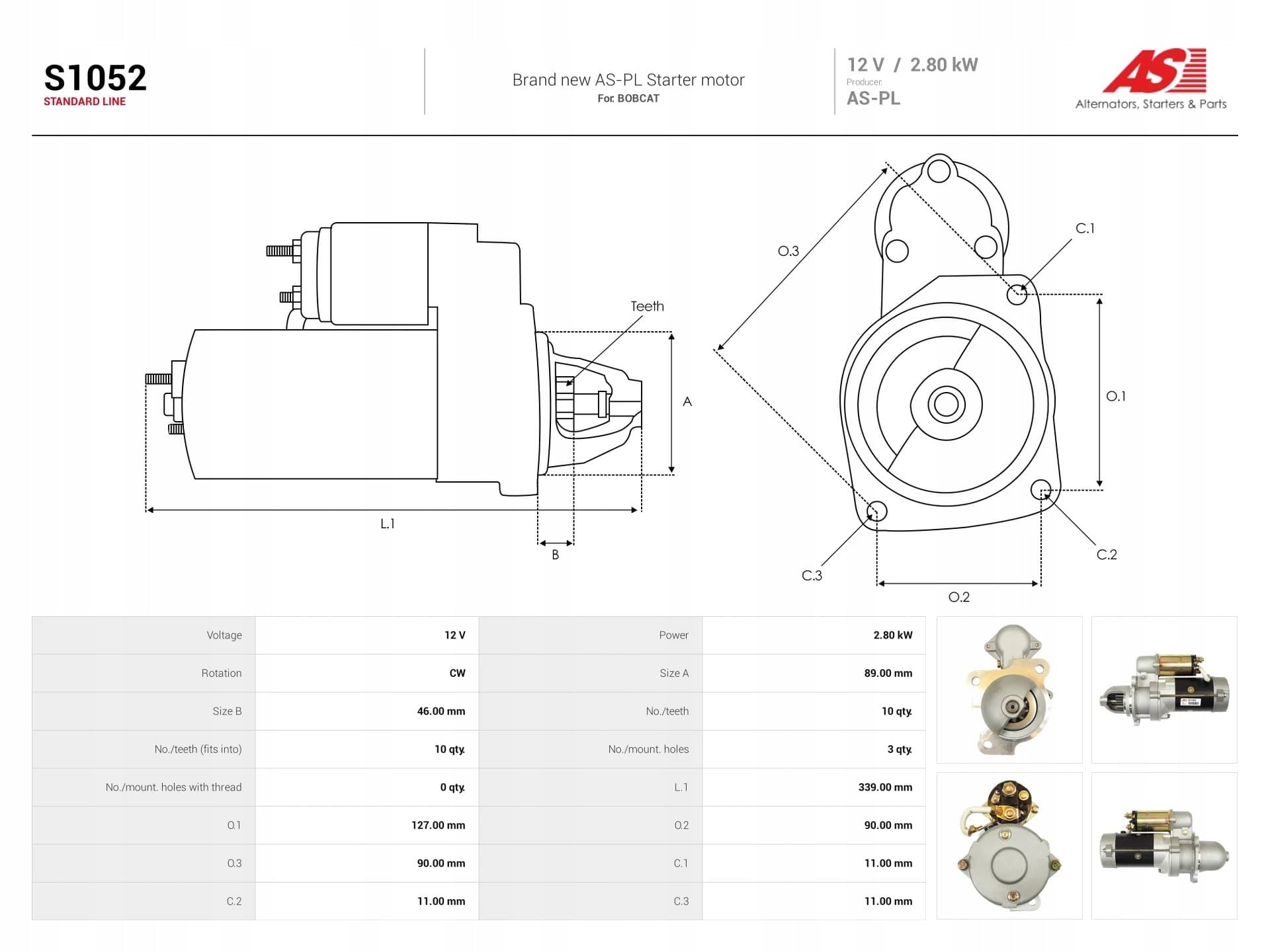 Motor de arranque As-Pl S1052 nuevo 5