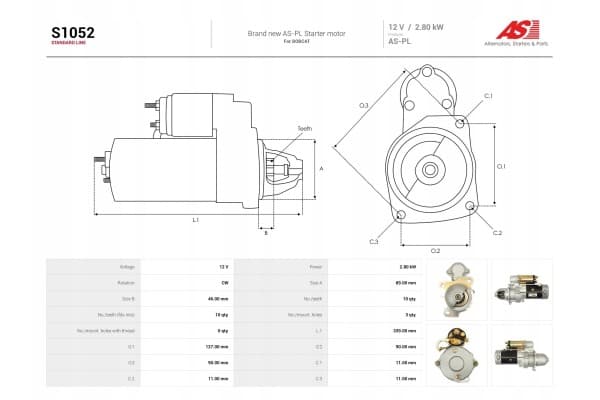 Motor de arranque As-Pl S1052 usado 5