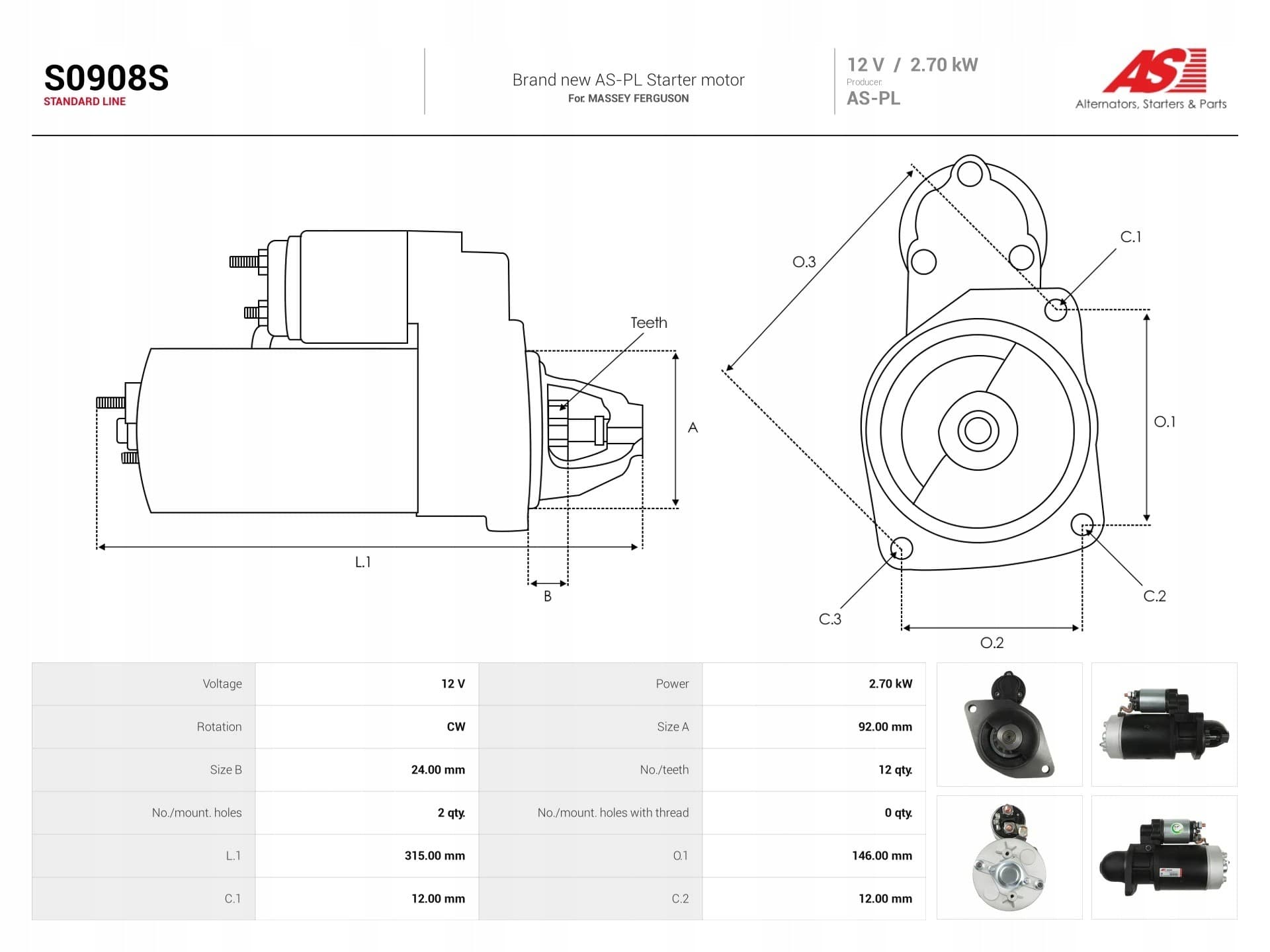 Motor de Arranque As-Pl S0908S nuevo 5