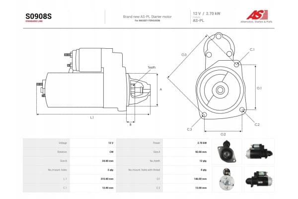 Motor de Arranque As-Pl S0908S usado 5