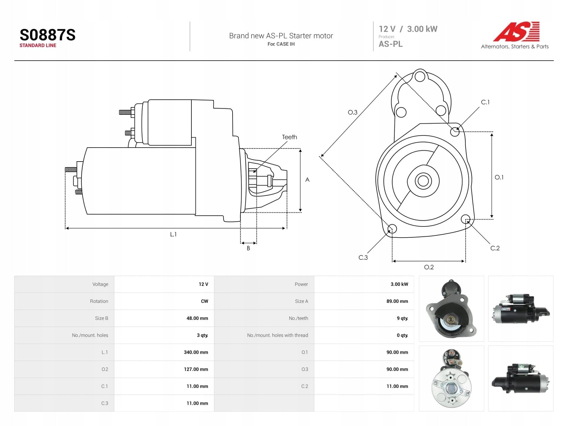 Motor de arranque As-Pl S0887S nuevo 5