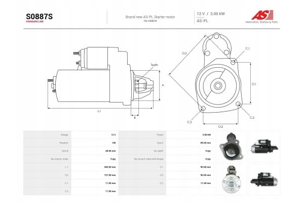 Motor de arranque As-Pl S0887S usado 5