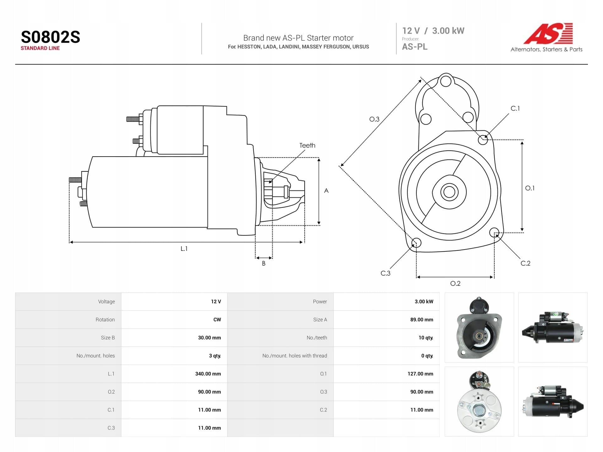Motor de arranque As-Pl S0802S nuevo 5