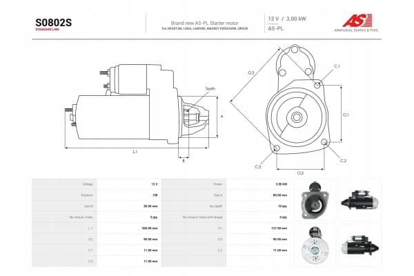 Motor de arranque As-Pl S0802S usado 5