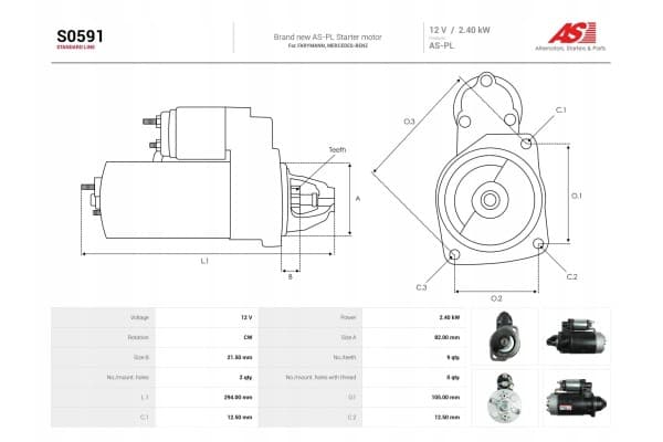 Motor de arranque As-Pl S0591 usado 5