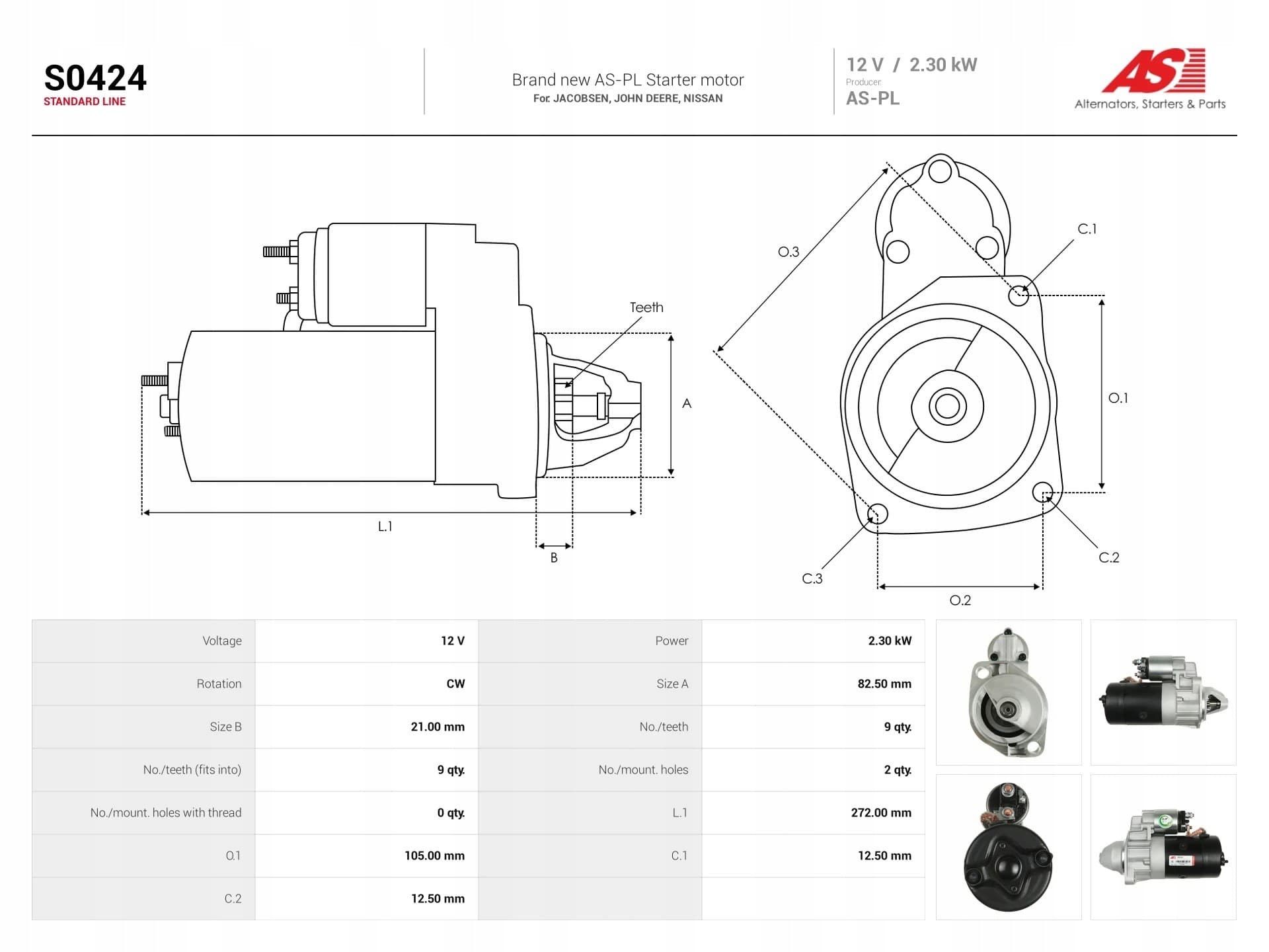 Motor de arranque As-Pl S0424 nuevo 5