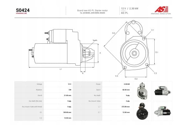 Motor de arranque As-Pl S0424 usado 5