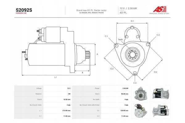 Motor de arranque As-Pl S2092S usado 5
