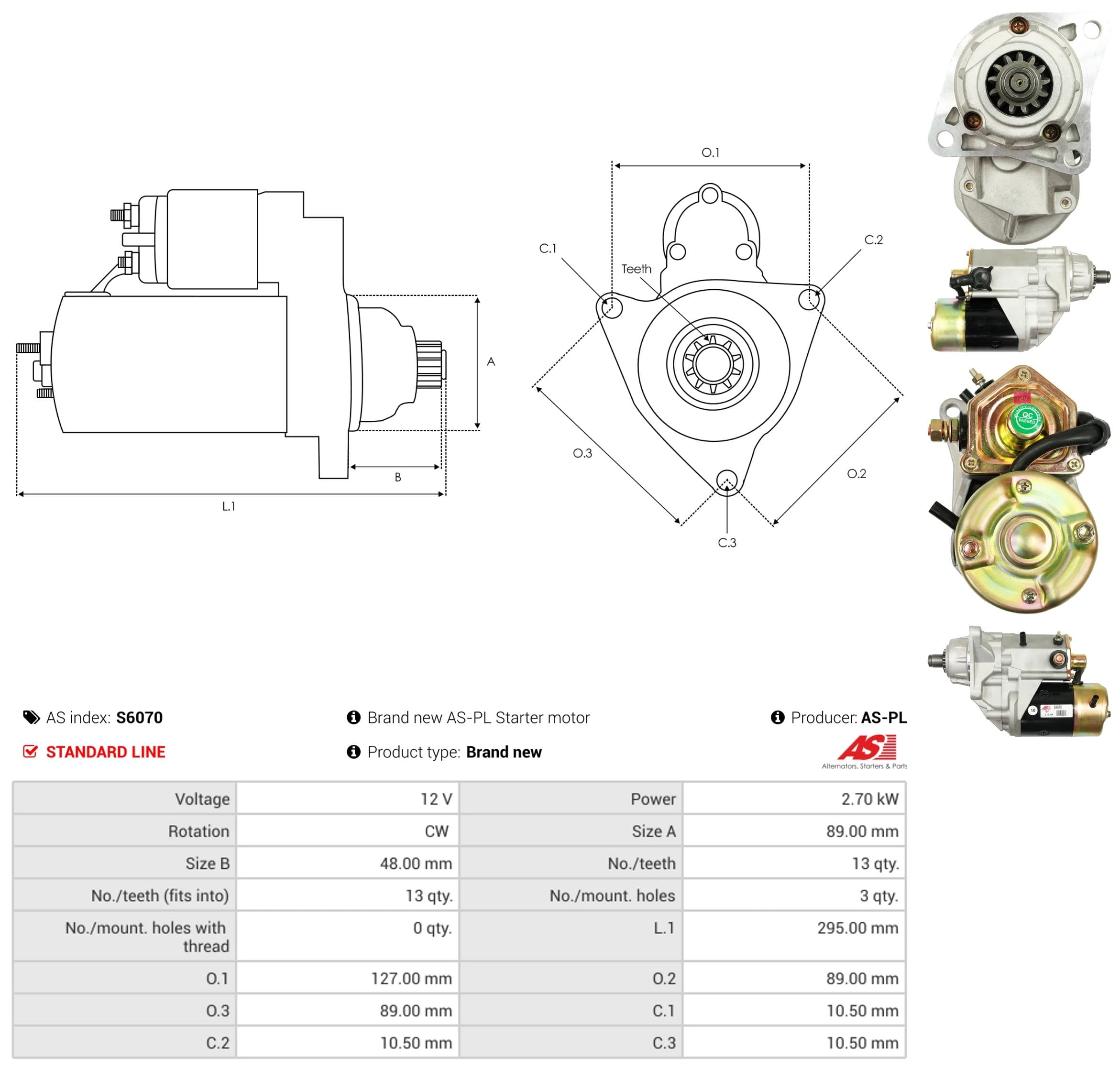 Motor de arranque As-Pl S6070 nuevo 5