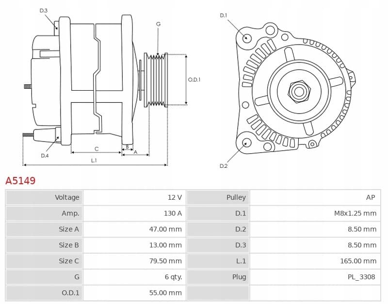 Alternador As-Pl A5149 nuevo 5