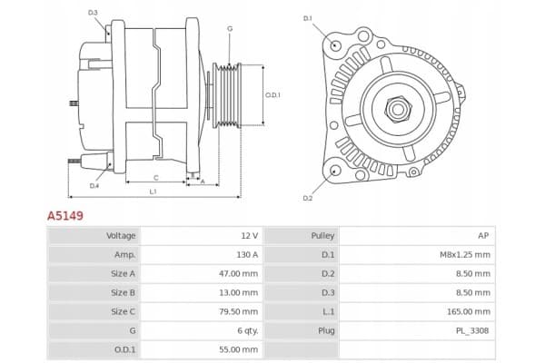 Alternador As-Pl A5149 usado 5