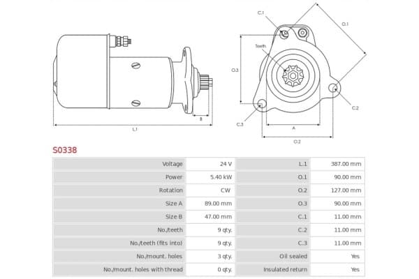 Motor de arranque As-Pl S0338 usado 5