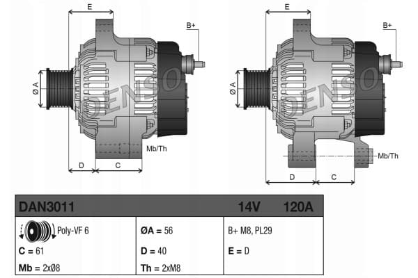 Alternador Denso DAN3011 usado 4