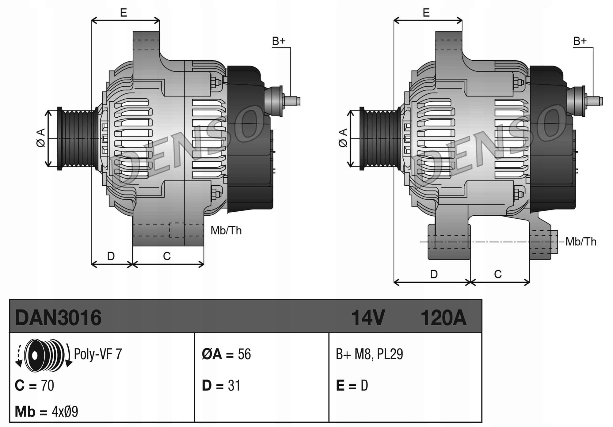 Alternador Denso DAN3016 nuevo 4
