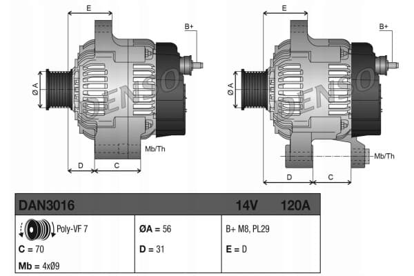 Alternador Denso DAN3016 usado 4