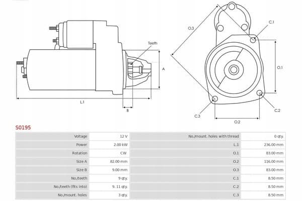 Motor de arranque As-Pl S0195SR nuevo 6