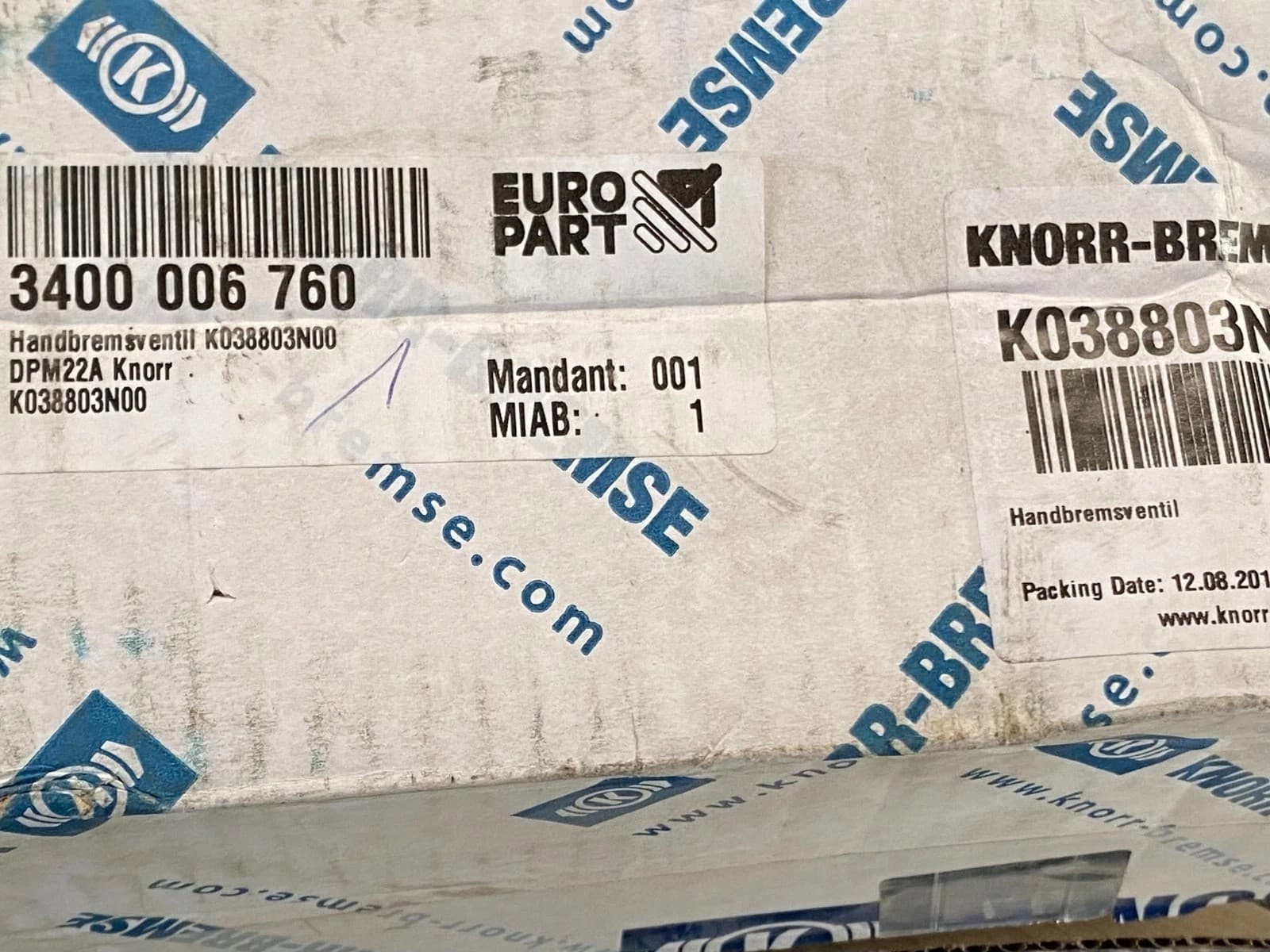 Válvula de freno auxiliar Knorr-Bremse K038803N00 nuevo 4