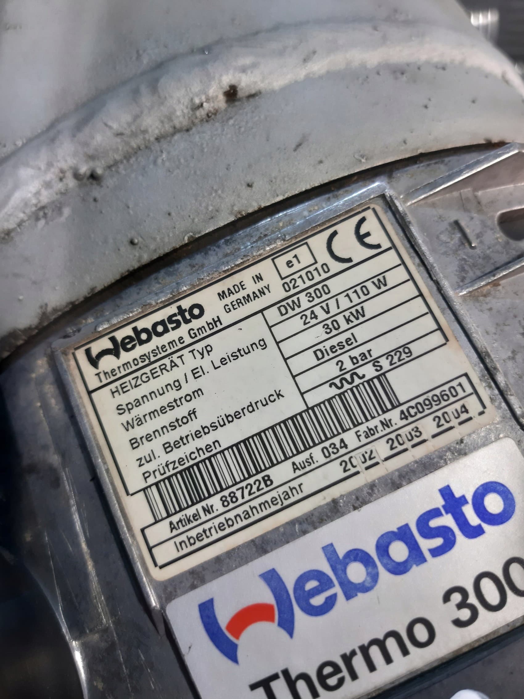 Calefactor estacionario Webasto Thermo 300 DW300 30KW usado 2