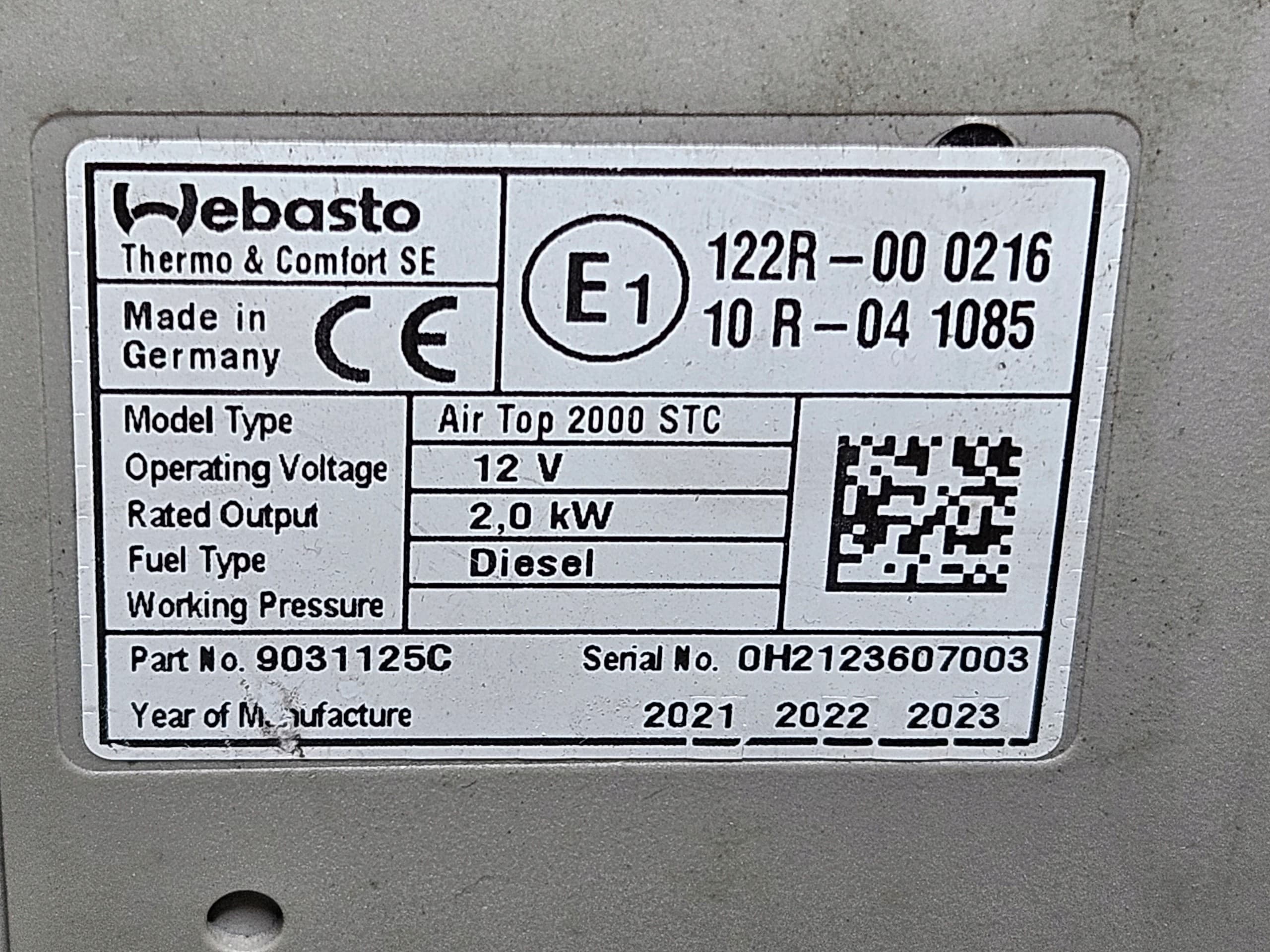 Webasto Air Top 2000 Stc 12V - diésel, set 2021 Multicontrol usado 2