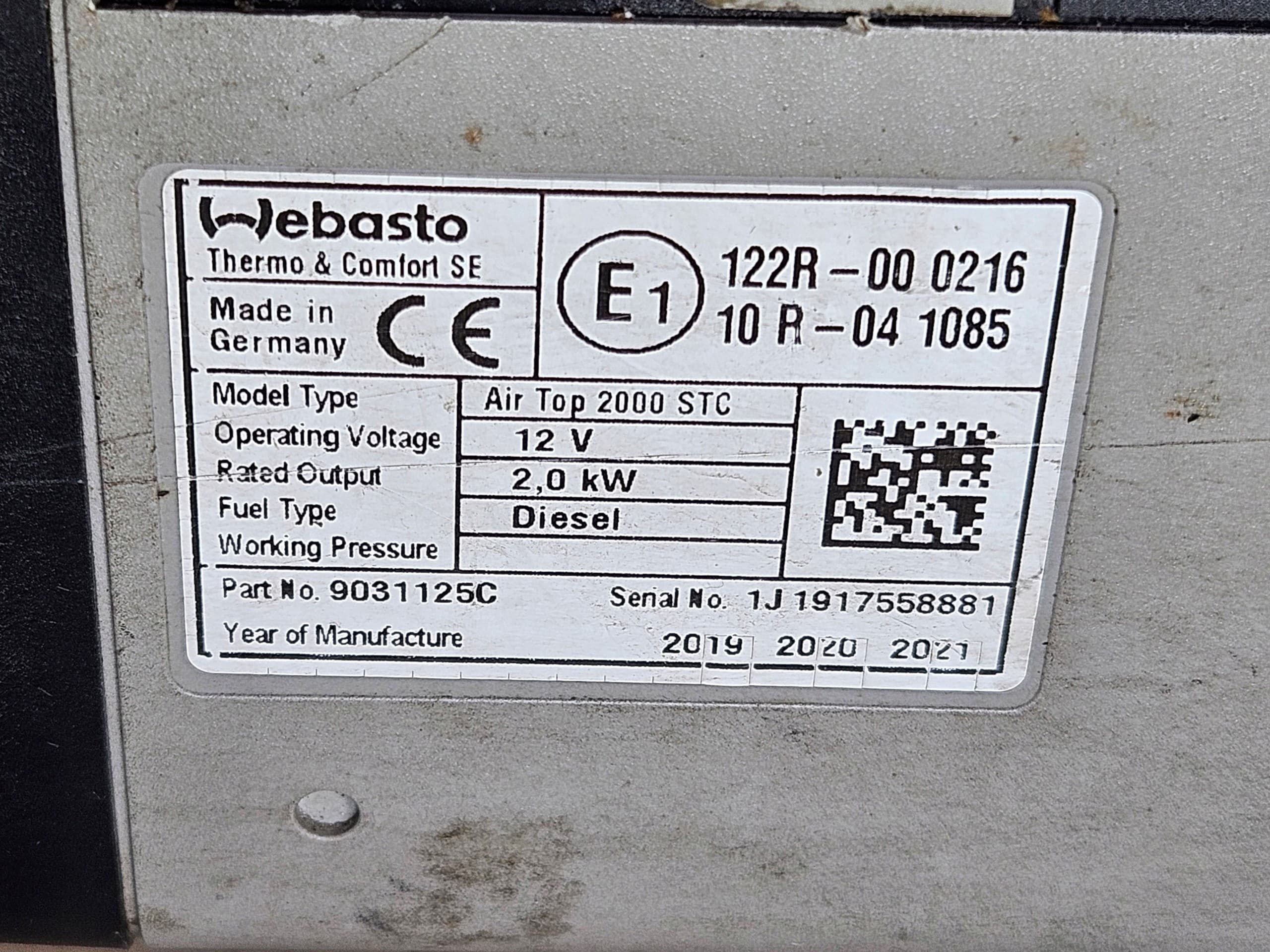 Webasto Air Top 2000 Stc 12V - diésel, set 2019 Multicontrol usado 3