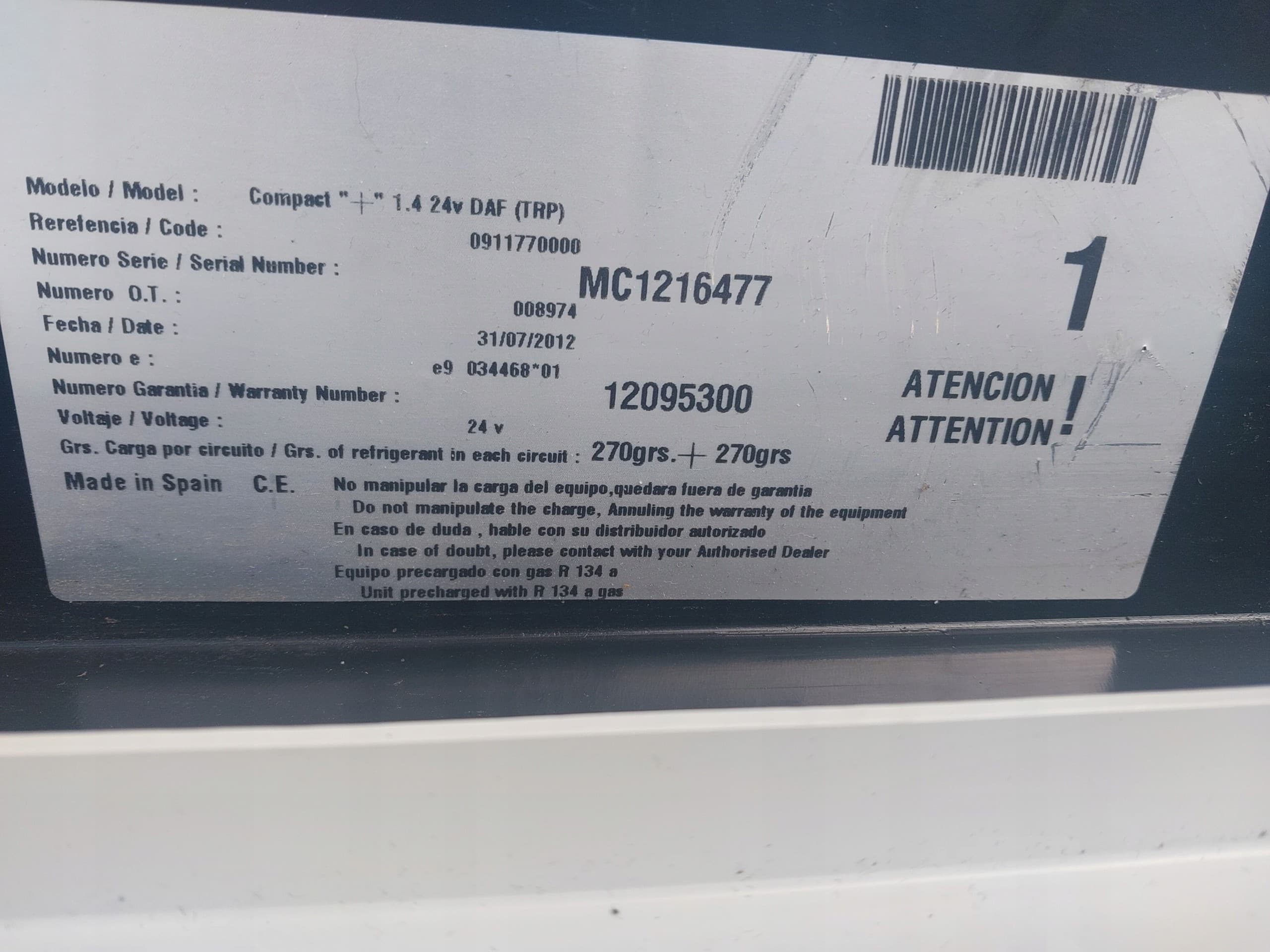 Aire acondicionado para aparcamiento Trp compacto Daf usado 4