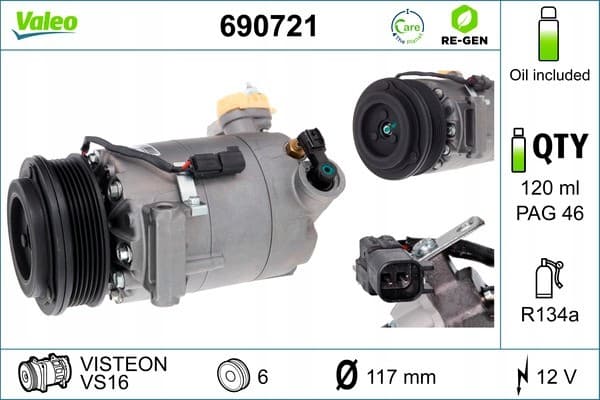 Compresor de aire acondicionado Valeo 690721 nuevo 5