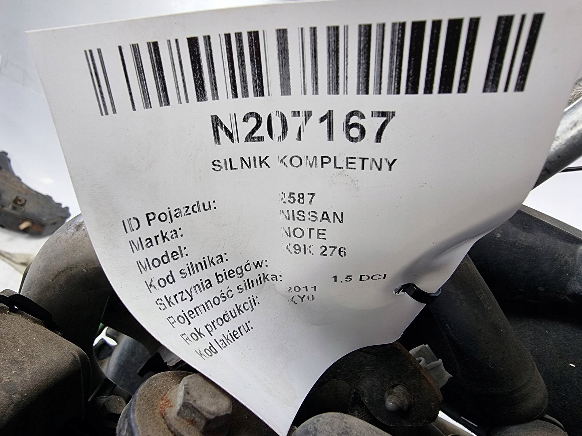 Motor Completo K9K276 1.5 DCI 89 CV Nissan Note usado 5