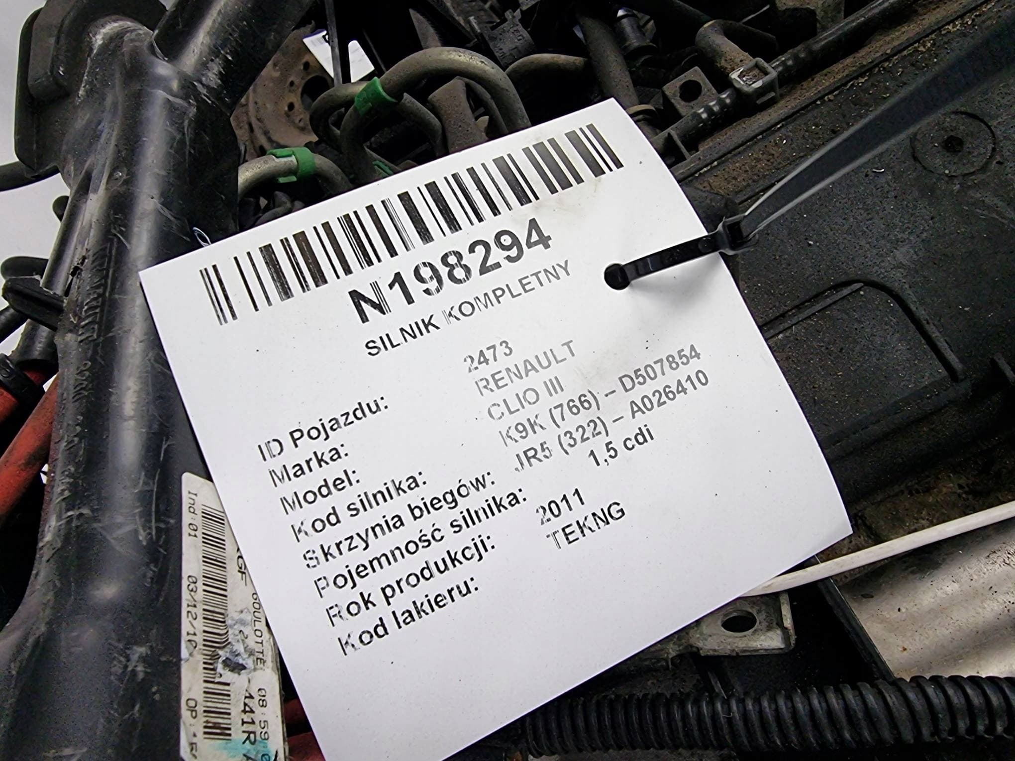 Motor Completo 1.5 DCI 86CV K9K766 Renault Clio Iii usado 2