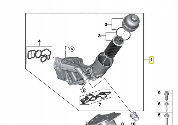 Carcasa del Filtro de Aceite BMW 1 F21 11428596283 Original nuevo 5