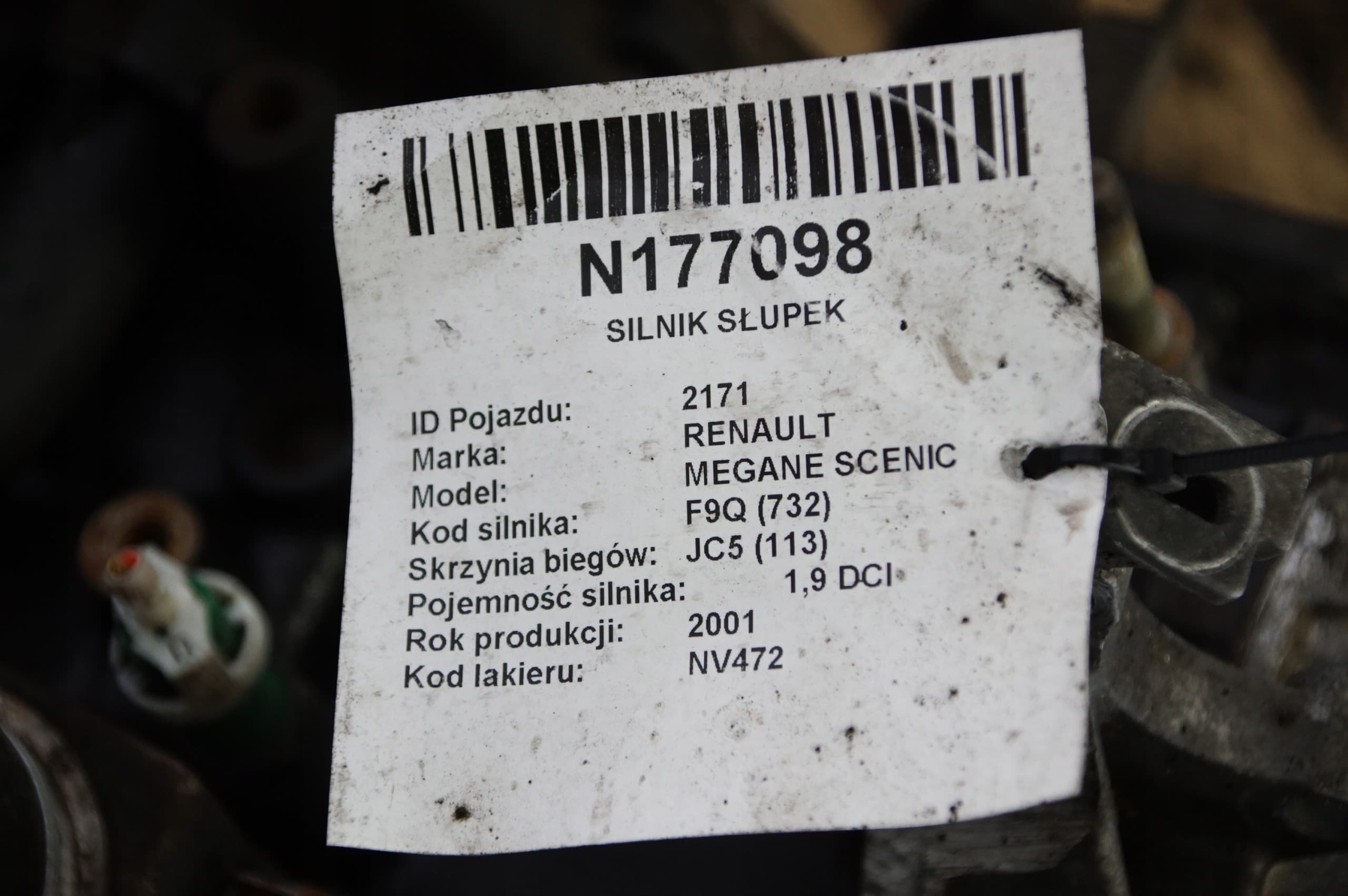 Motor trasero 1.9 DCI F8T 102 CV Renault Megane Scenic usado 2