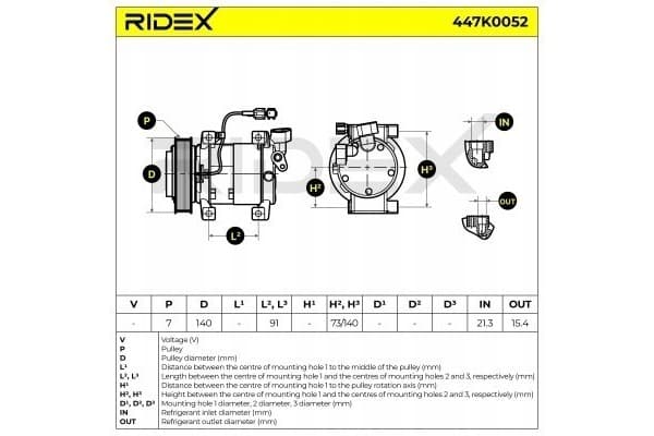 Compresor de aire acondicionado Ridex 447K0052 nuevo 2