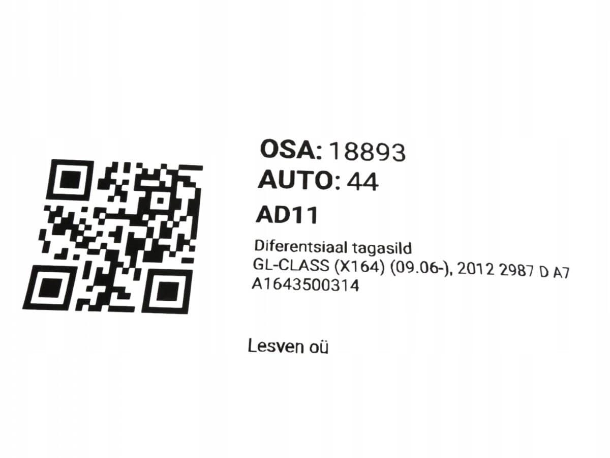 Diferencial trasero Mercedes GL X164 2006-2012 A1643500314 usado 7