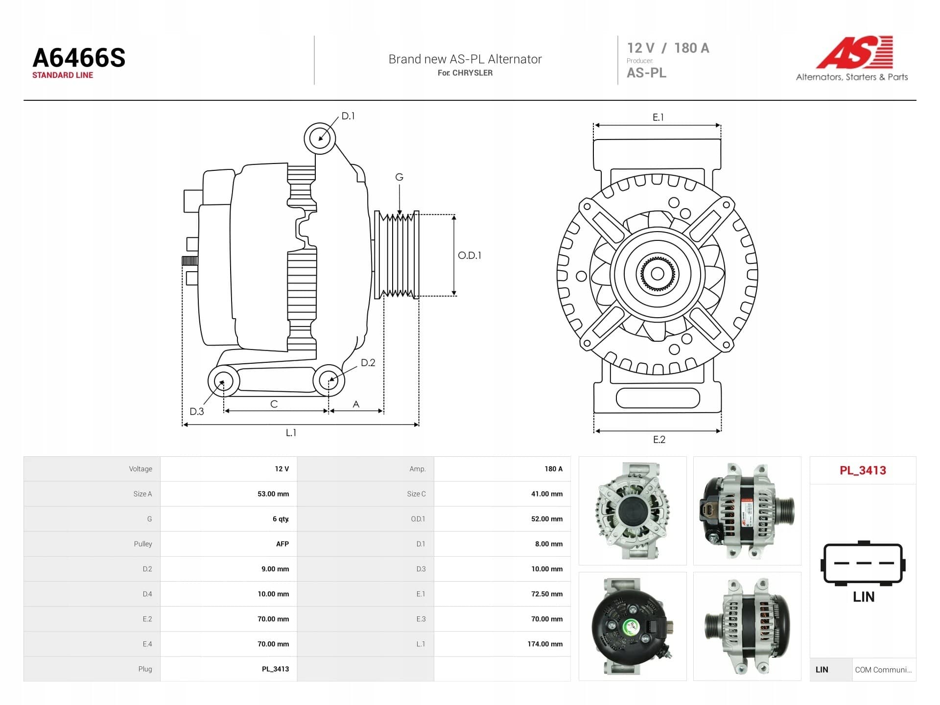 Alternador As-Pl A6466S nuevo 6