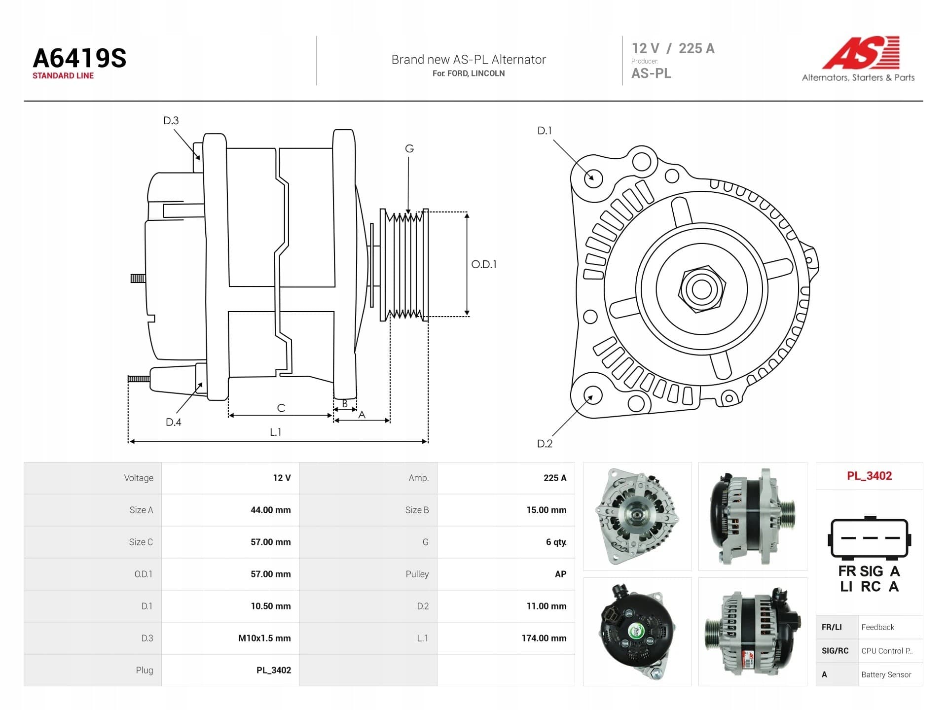 Alternador As-Pl A6419S nuevo 6