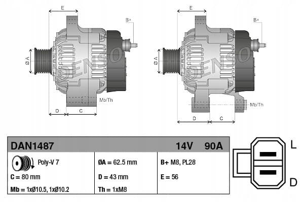 Alternador Denso DAN1487 nuevo 2