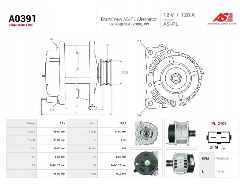 Alternador As-Pl A0391 nuevo 5