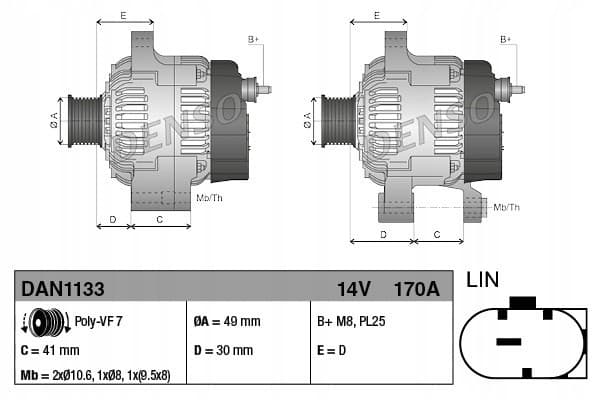 Alternador Denso DAN1133 nuevo 4
