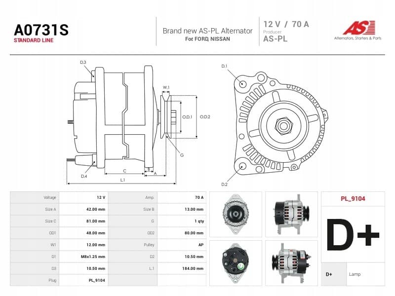 Alternador As-Pl A0731S nuevo 5