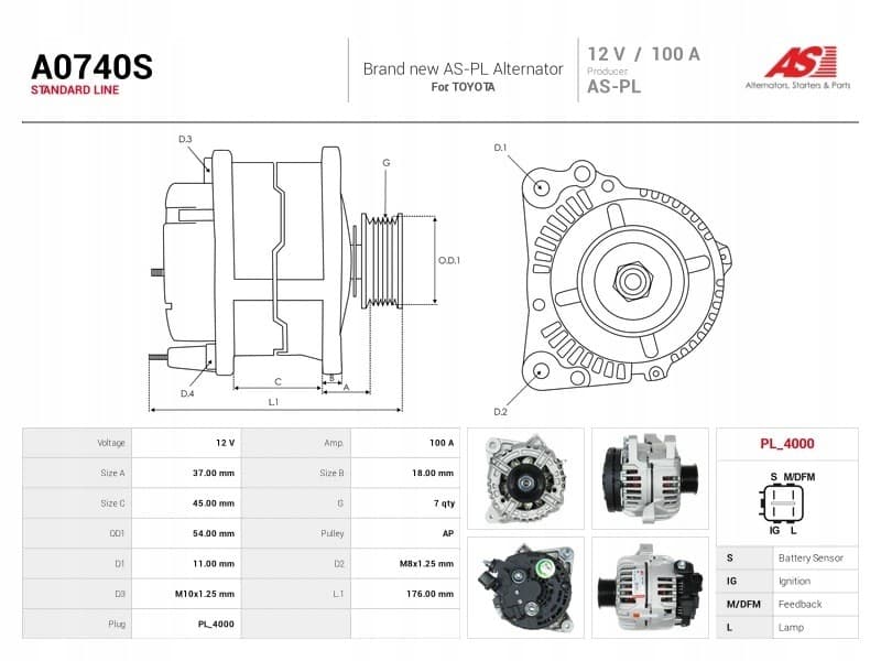 Alternador As-Pl A0740S nuevo 5