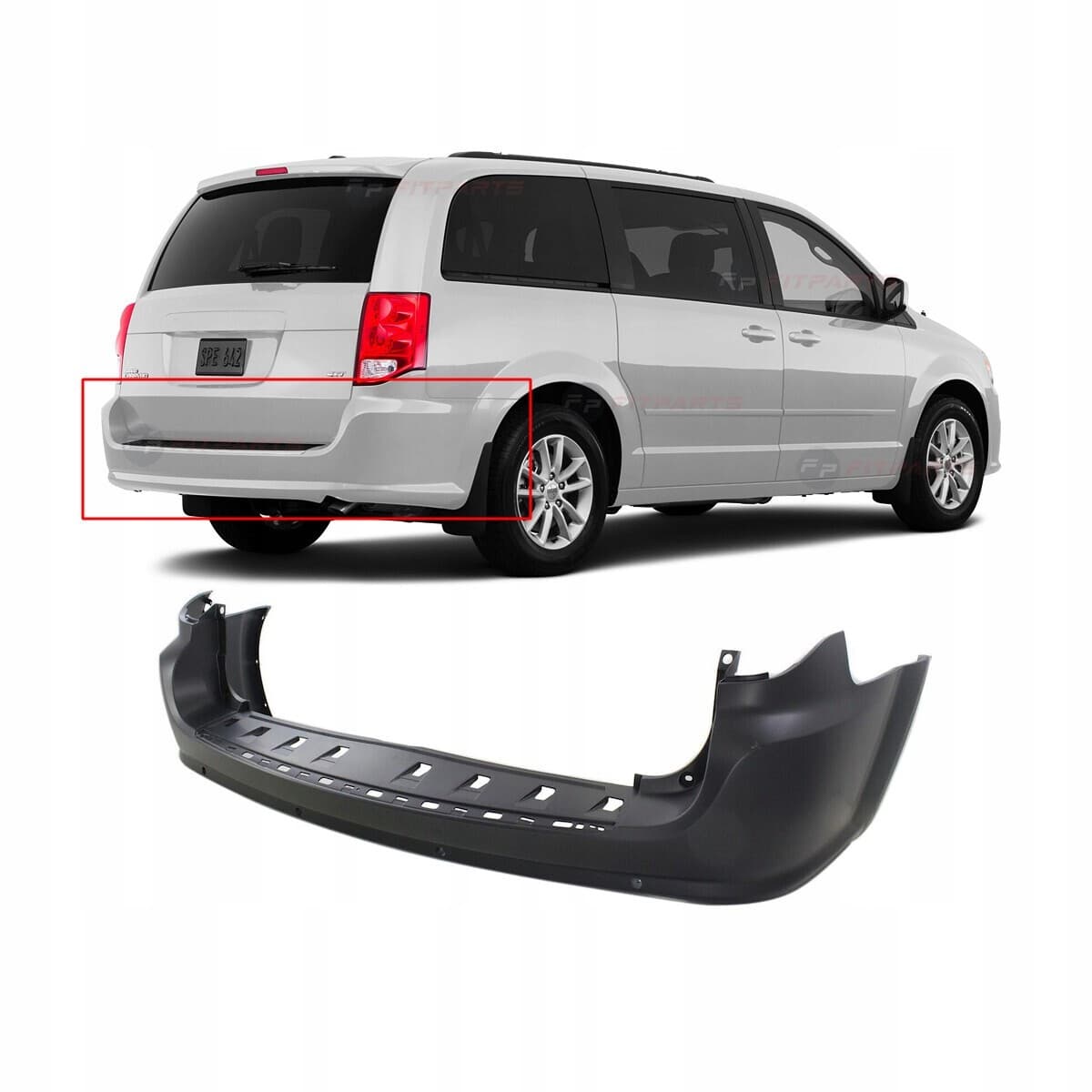 Parachoques Trasero Dodge Grand Caravan, 01.11 - 20 68125725AA nuevo