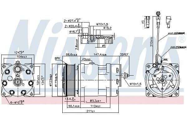Compresor de aire acondicionado Nissens 89470 nuevo 5