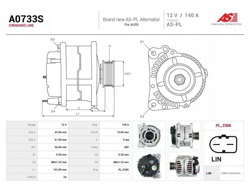 Alternador As-Pl A0733S nuevo 5