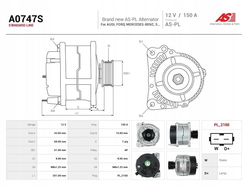 Alternador As-Pl A0747S nuevo 5