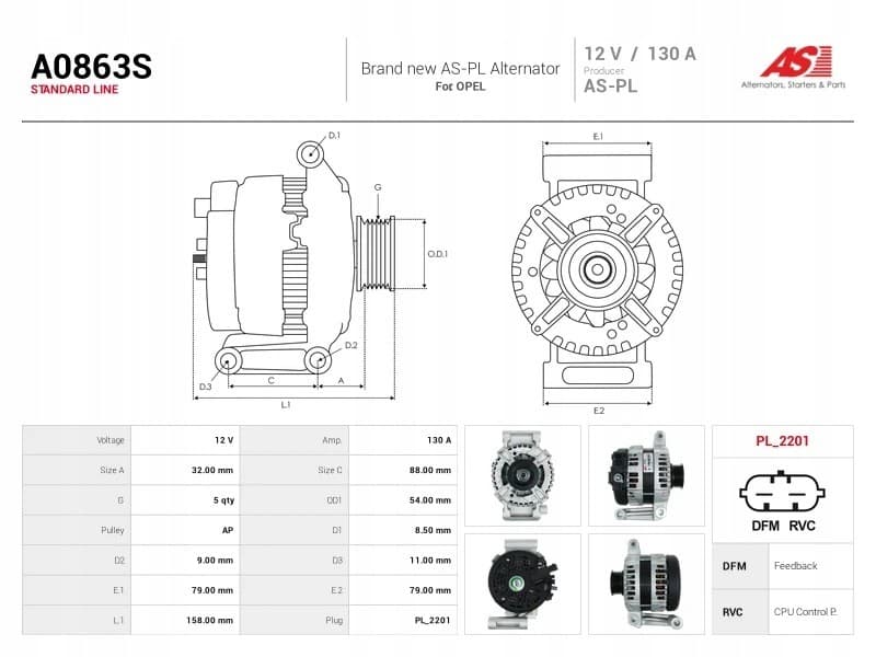 Alternador As-Pl A0863S nuevo 5