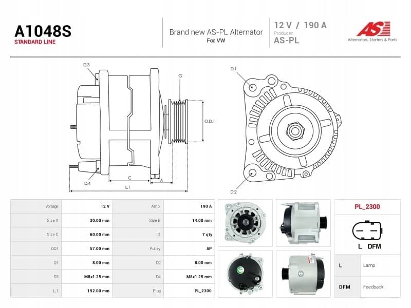 Alternador As-Pl A1048S nuevo 5