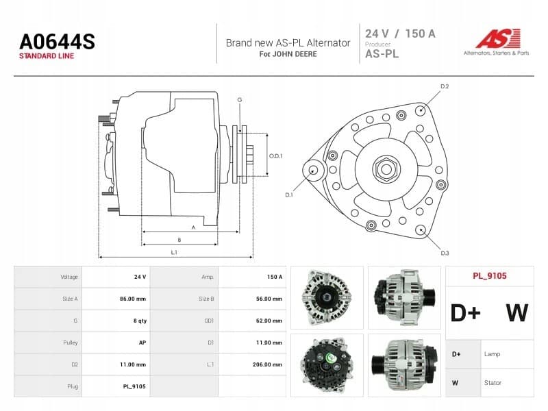 Alternador As-Pl A0644S nuevo 5