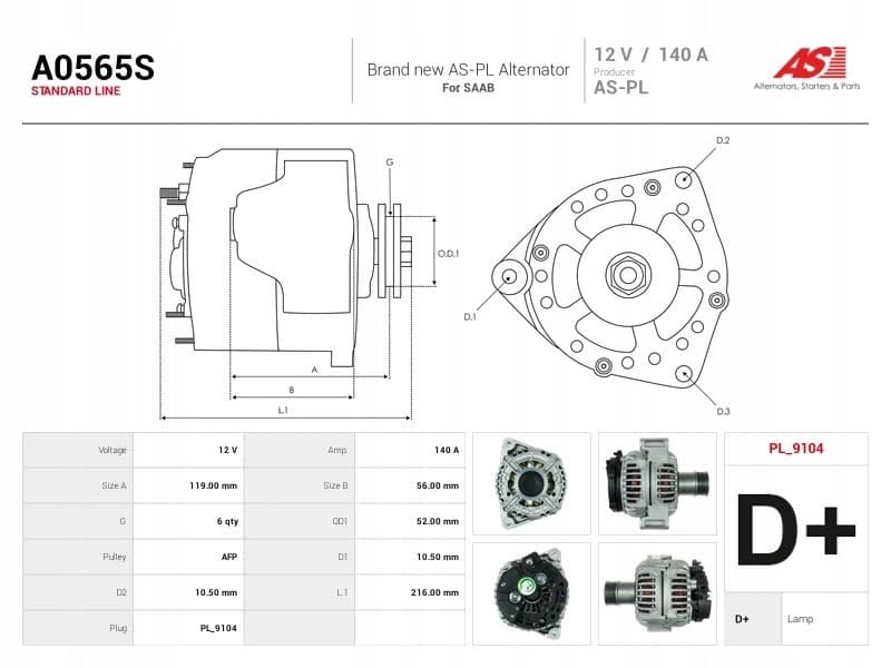 Alternador As-Pl A0565S nuevo 5